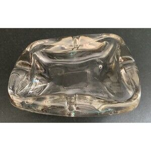 Retro Art Glass Vintage Glass Ashtray Clear